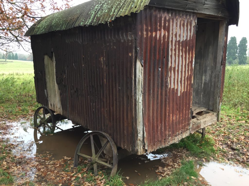 Old chicken coop on wheels