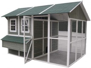 large walk in chicken coop with roof